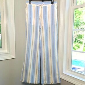 Tommy Bahama Blue White and Tan Striped Wide Leg Pants